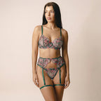 Blossom Garden Embroidery | Forest Green & Pink