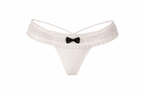 Sheer Bow Detail Thong | Ivory White