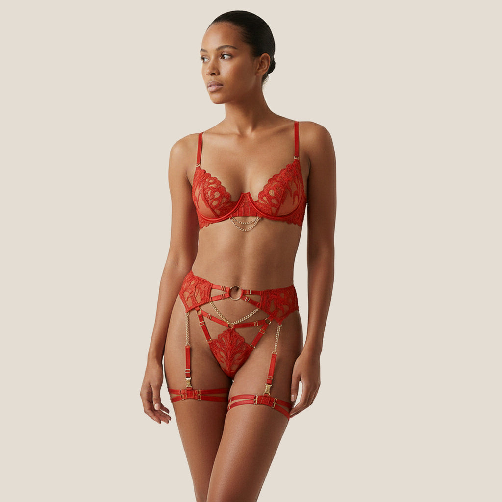 Crimson Temptation Chain Lace | Red
