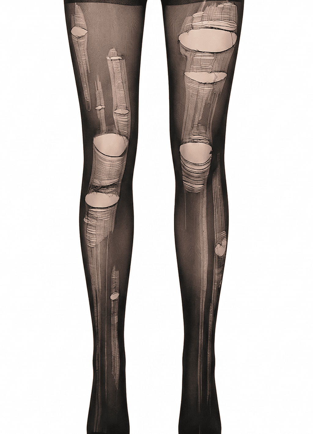 Distressed Sheer Tights | Black