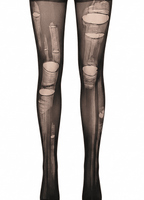 Distressed Sheer Tights | Black