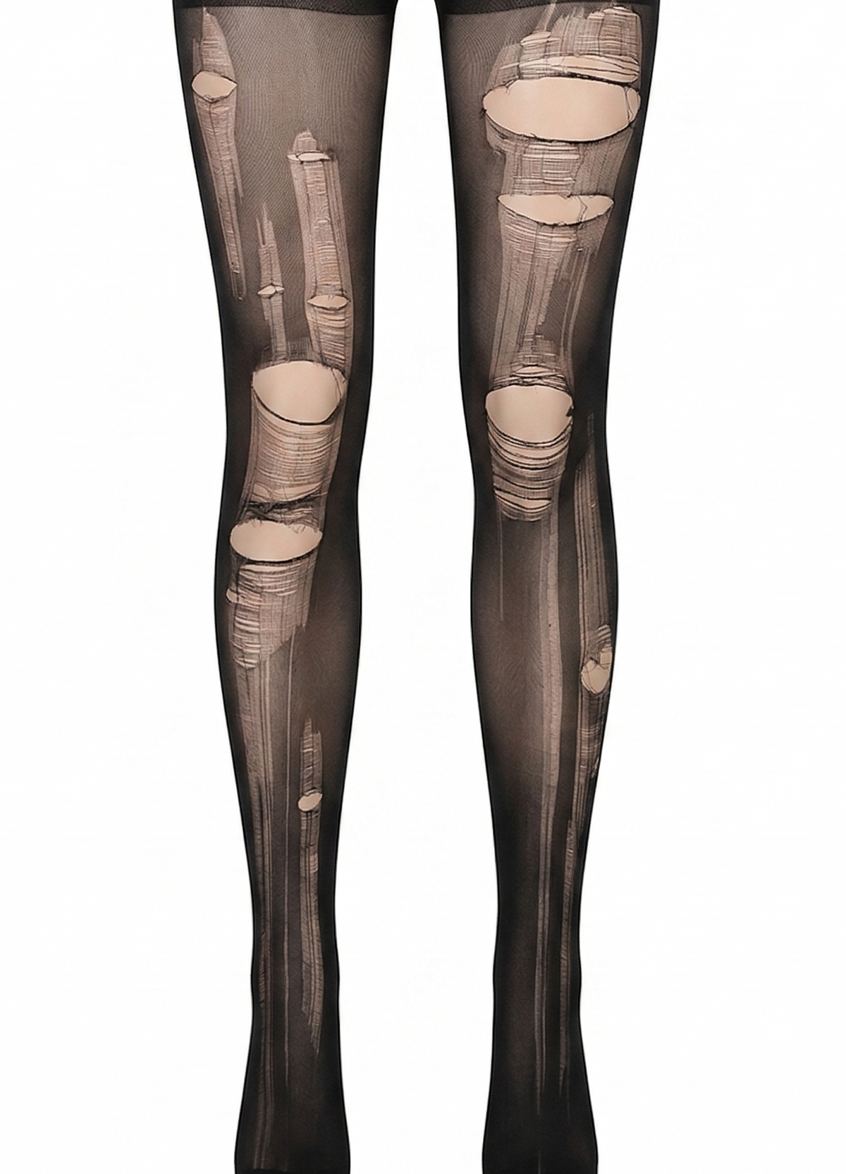 Distressed Sheer Tights | Black