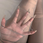 Transparent sheer fabric with a hand holding it