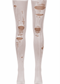Distressed Sheer Tights | White