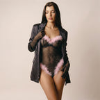 Glam Feather Sparkle Bodysuit | Black
