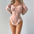Glam Feather Sparkle Bodysuit | Pink