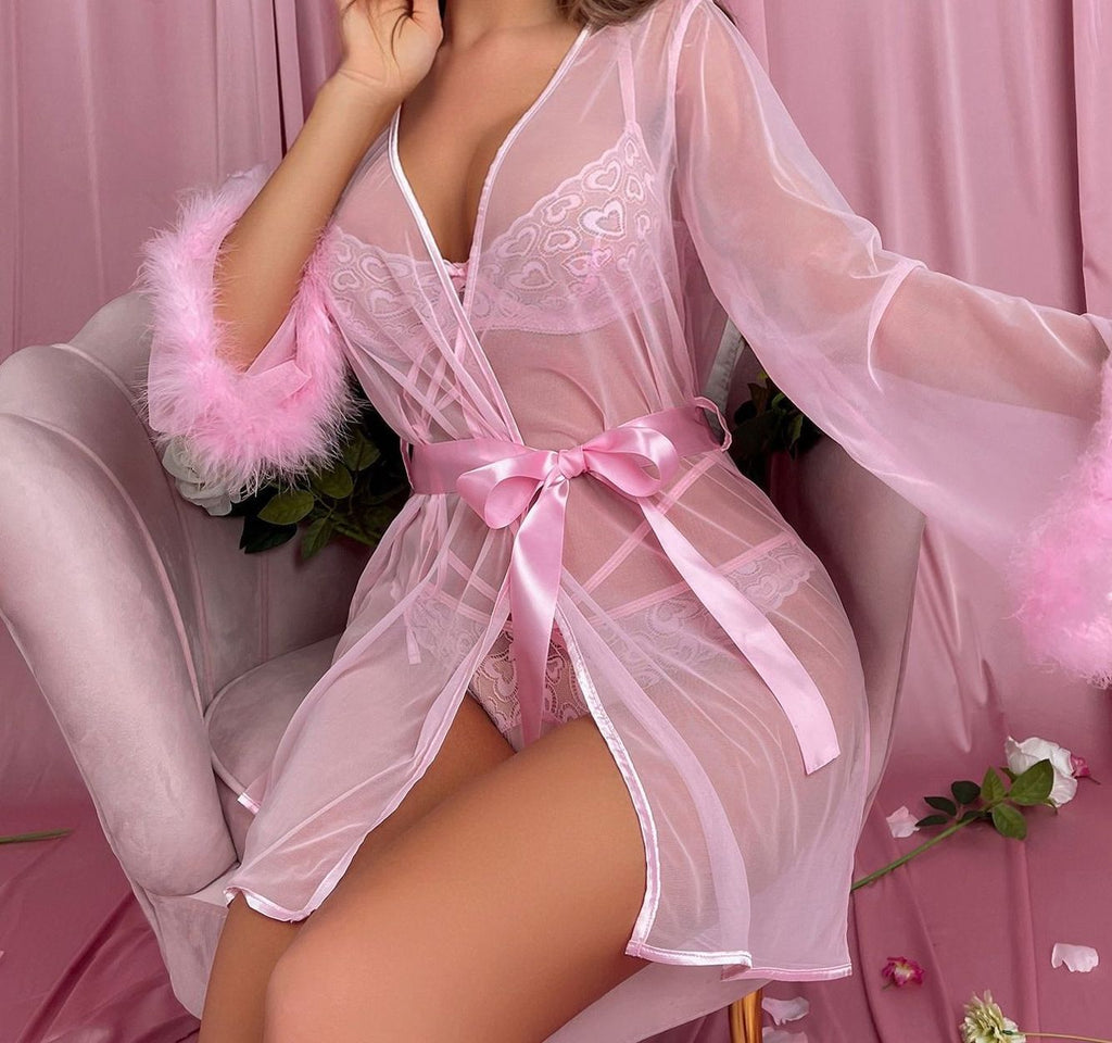 Luxe Lace & Silky Sheer Cover-Up | Pink