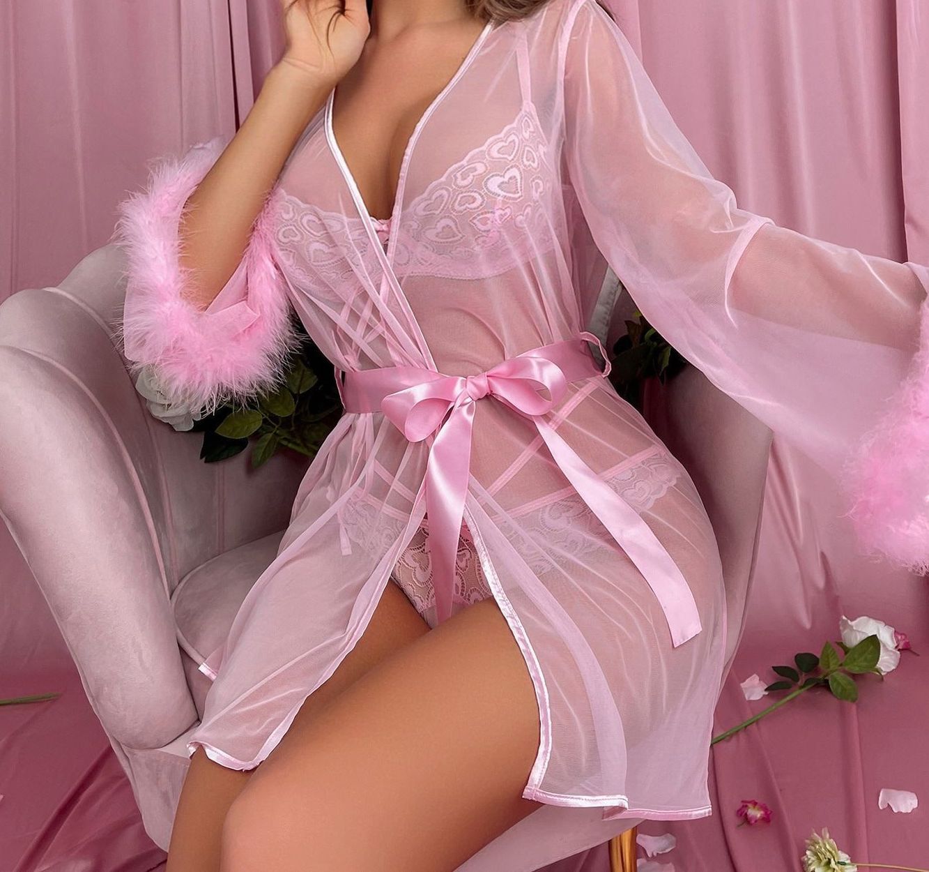 Luxe Lace & Silky Sheer Cover-Up | Pink