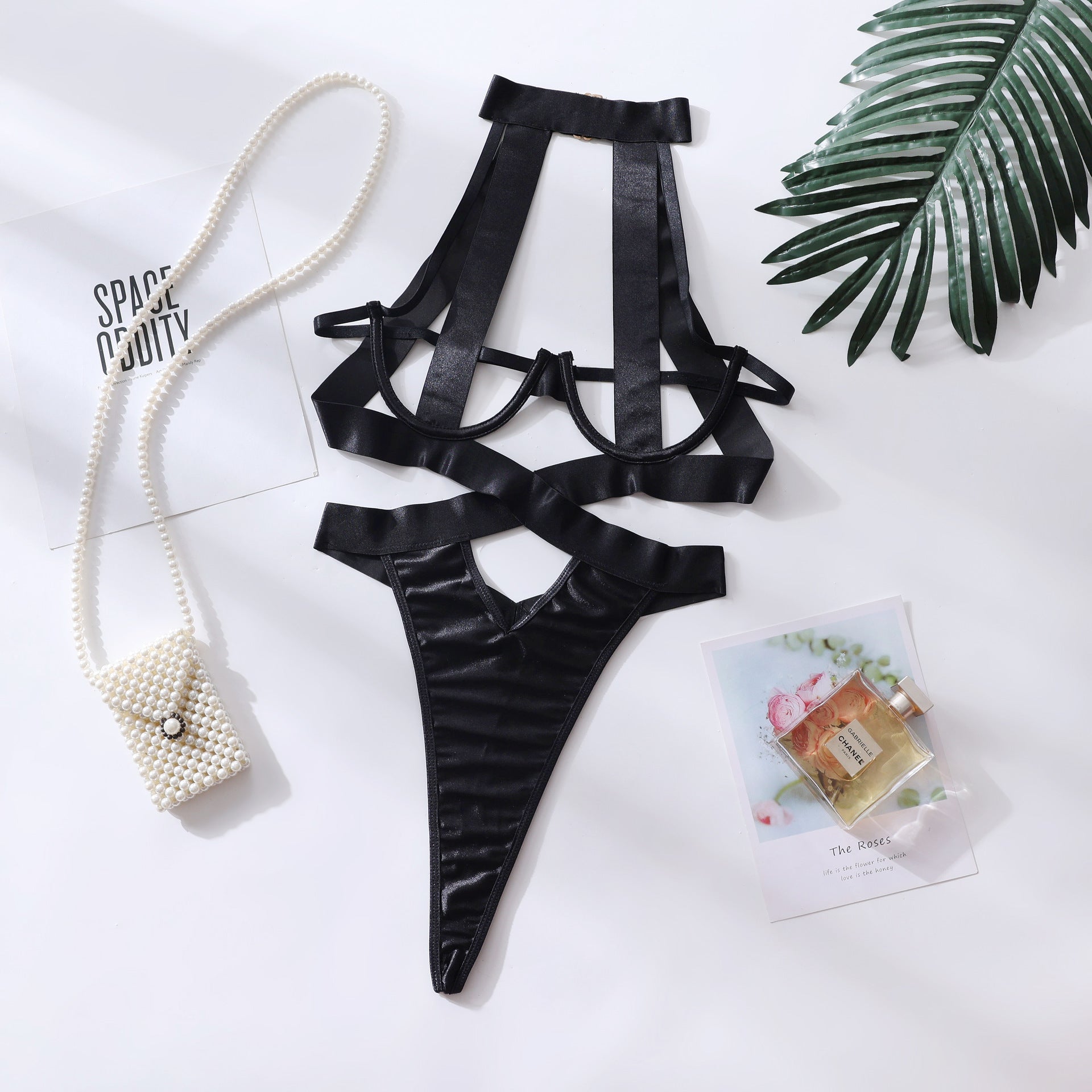 Midnight Strappy Cut-Out Bodysuit | Black