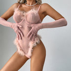 Glam Feather Sparkle Bodysuit | Pink