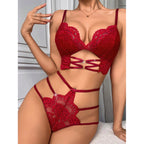 Crisscross Temptation Lace Set | Burgundy