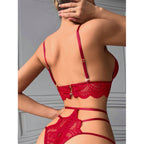 Crisscross Temptation Lace Set | Burgundy