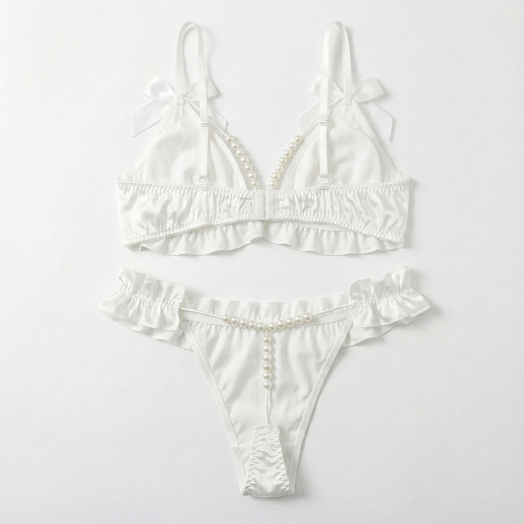 Pearl Bow Romance Set | White