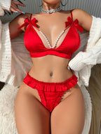 Pearl Bow Romance Set | Red