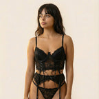 Scarlet Seduction Lace Bustier Set | Black