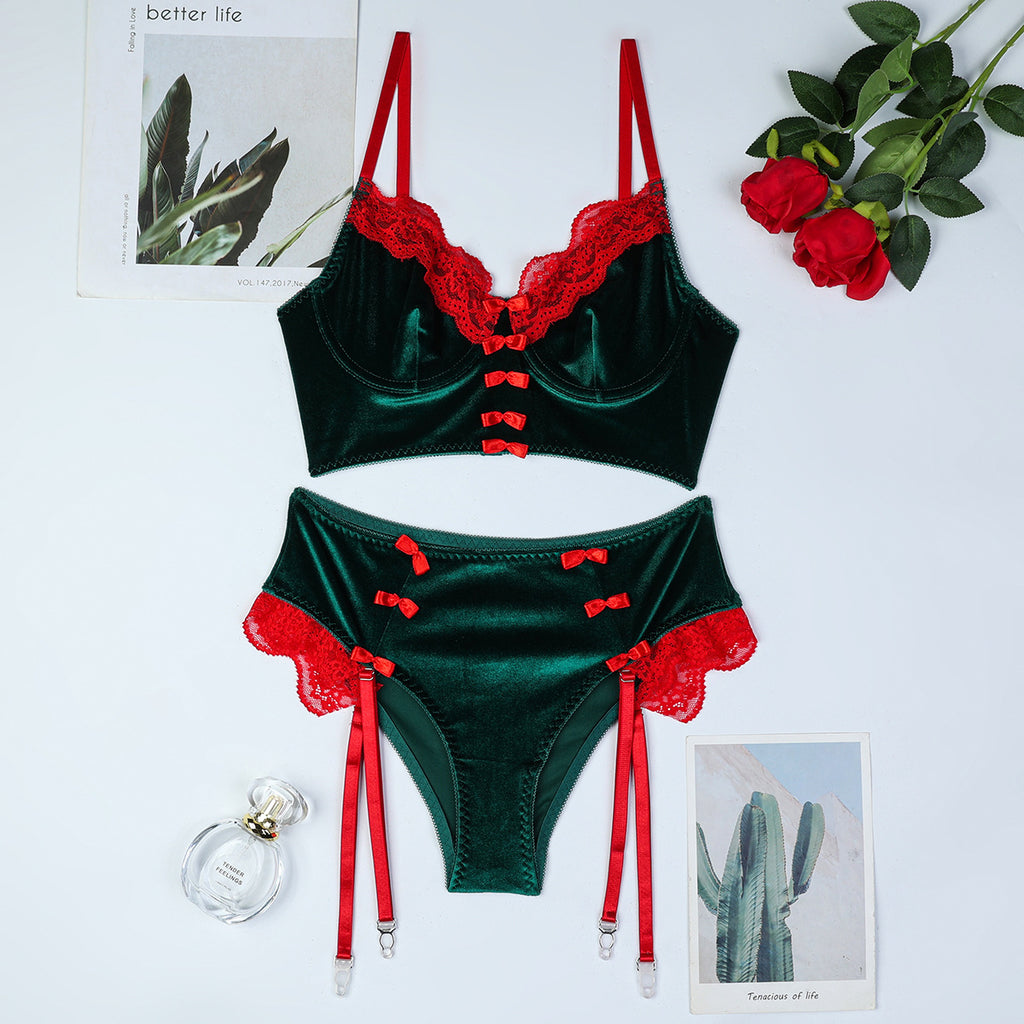 Christmas Velvet Candy Crush Set | Green & Red