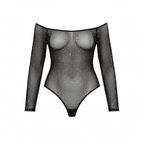 Shimmer Mesh Off-Shoulder One-Piece | Black