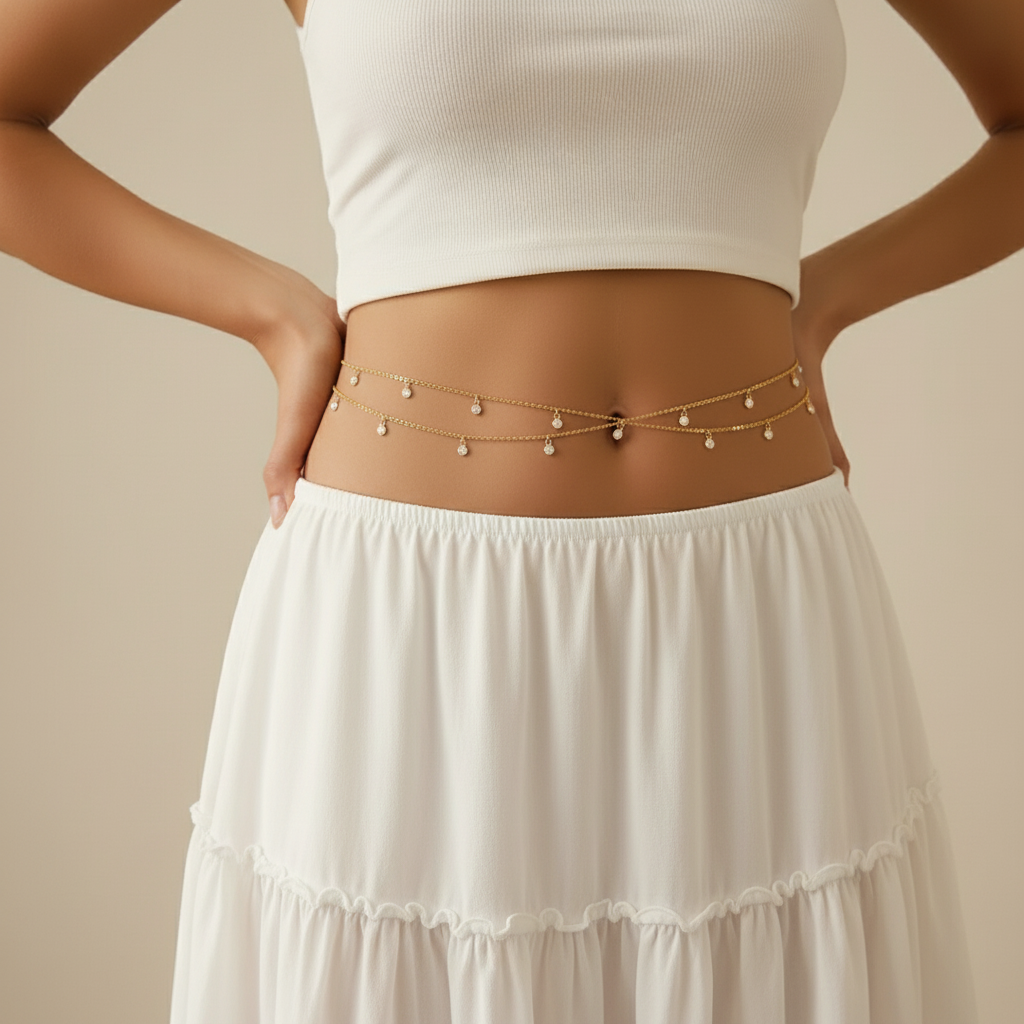 Dazzling Double-Layer Waist Chain | Gold