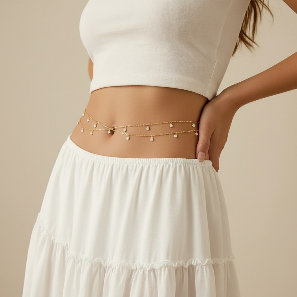 Dazzling Double-Layer Waist Chain | Gold